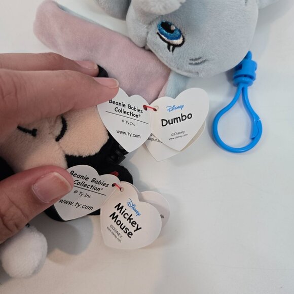 Ty Disney Mickey Mouse and Dumbo Plush Key Clips Keychains Lot of 2 NEW - Picture 11 of 12